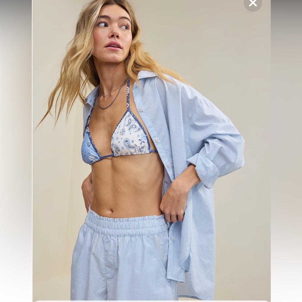 Aerie Good Day Button Down Shirt & Shorts Set